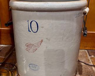 Red Wing Pottery 10-gallon crock with handles