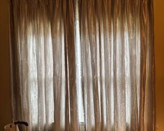 Blue silk drapes with rod 