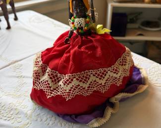 vintage Brazilian souvenir doll, specifically dressed in a folk costume known as a "baiana"