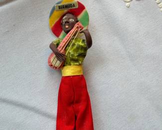 vintage Bermudian souvenir figurine is a handmade folk art doll