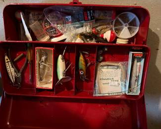 Old tackle box with lures