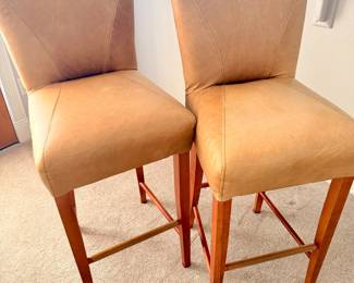 (2) Leather Bar Stools