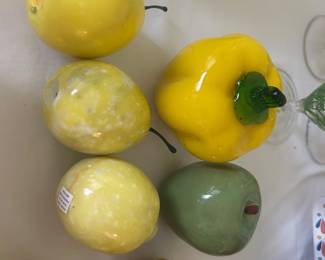 Glass and alabaster fruit 