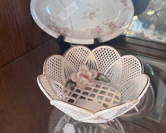 Ceramic Lace bowl and Limoges plate