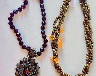 Heidi Daus Vintage Necklace- missing 1 stone and Bronze Freshwater Pearls