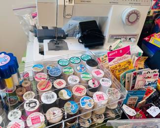 Singer Sewing Machine and misc sewing supplies