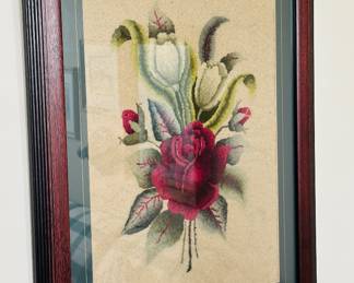 Embroidered Framed Art - over 100 yrs old