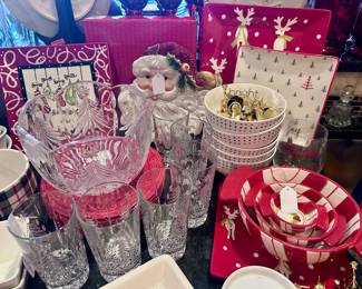 Mikasa Bowls and Glassware, Misc Christmas Serving Dishes…
