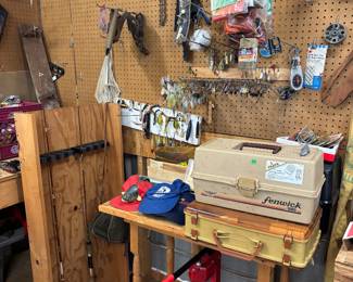 Fishing gear, including lurs, tackle box and poles