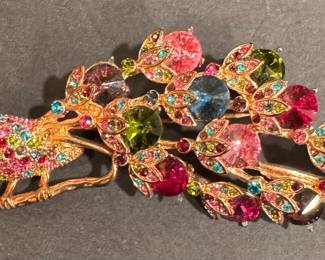 Rhinestone Peacock Pin