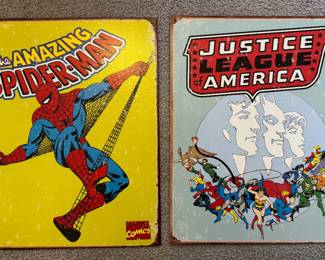 Retro Spider-Man & Justice League Signs