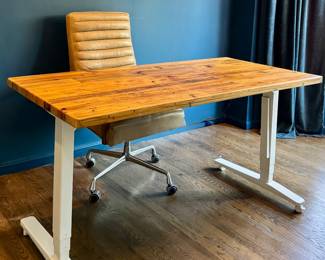 Uplift Desk with Distressed Wood Top 