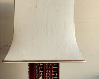 Lot 98: MCM Lamp with Wooden Abacus Base