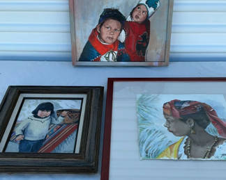 Lot 65: 3 Portraits, Indigenous children By Hattan