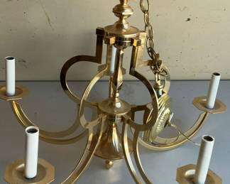 Lot 95: Six-Arm Brass Chandelier