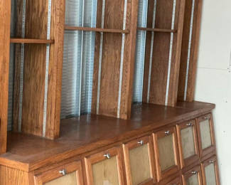 Lot 12: Vintage Large Oak Retail Display Cabinet