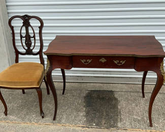 Lot 2: Antique Writing Desk and Matching Carved Chair