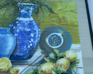 Lot 54: Original Watercolor Still Life By Hattan