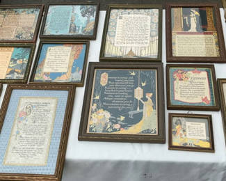Lot 44: Collection of Vintage Framed Poetry Prints and Decorative Box