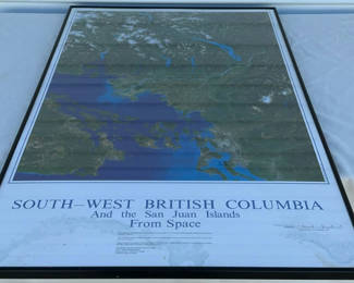 Lot 87: Framed Poster of Photo Of BC & San Juan’s From Space