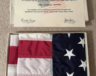 Lot 52: USA Flag Republican Presidential Task Force Ronald Reagan W/ Certificate