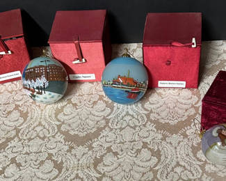 Lot 48: 4 Reversed Painted Boston Ornaments