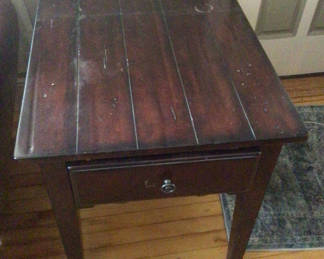Lot 45: Dark Wood End Table with Drawer