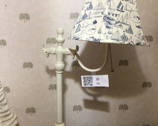 Lot 68: Table lamp with nautical sailboat patterned shade