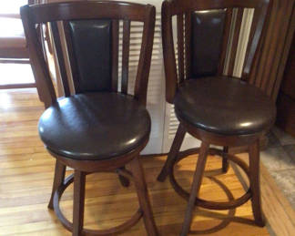 Lot 12: Pair of wooden bar stools