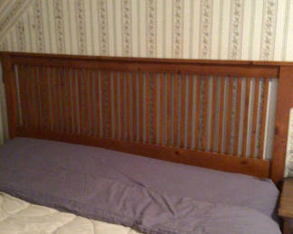 Lot 66: Queen Wooden bed with slatted headboard