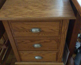 Lot 51: Wooden three-drawer end table