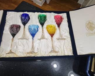 Faberge Odessa crystal wine glasses in their original presentation box (rare find)