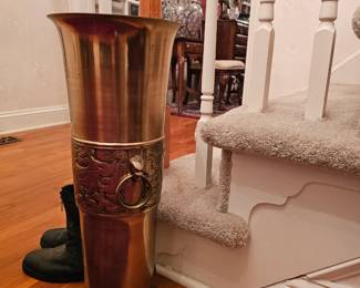 Brass lion heas unbrella stand