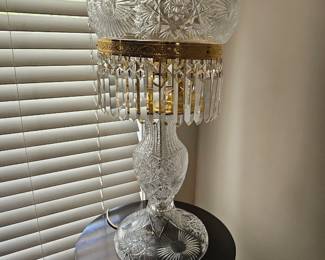 vintage American Brilliant Period cut glass table lamp 