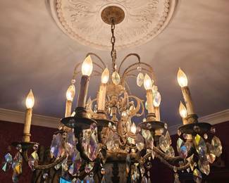 Hollywood Regency brassAurora Borealis  Crystals  chandeliers.