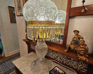 Vintage Brilliant Large Cut Glass lamp, perfect statement piece. Hard to find another this size.