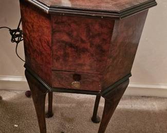 octagonal mahogany sewing table.
