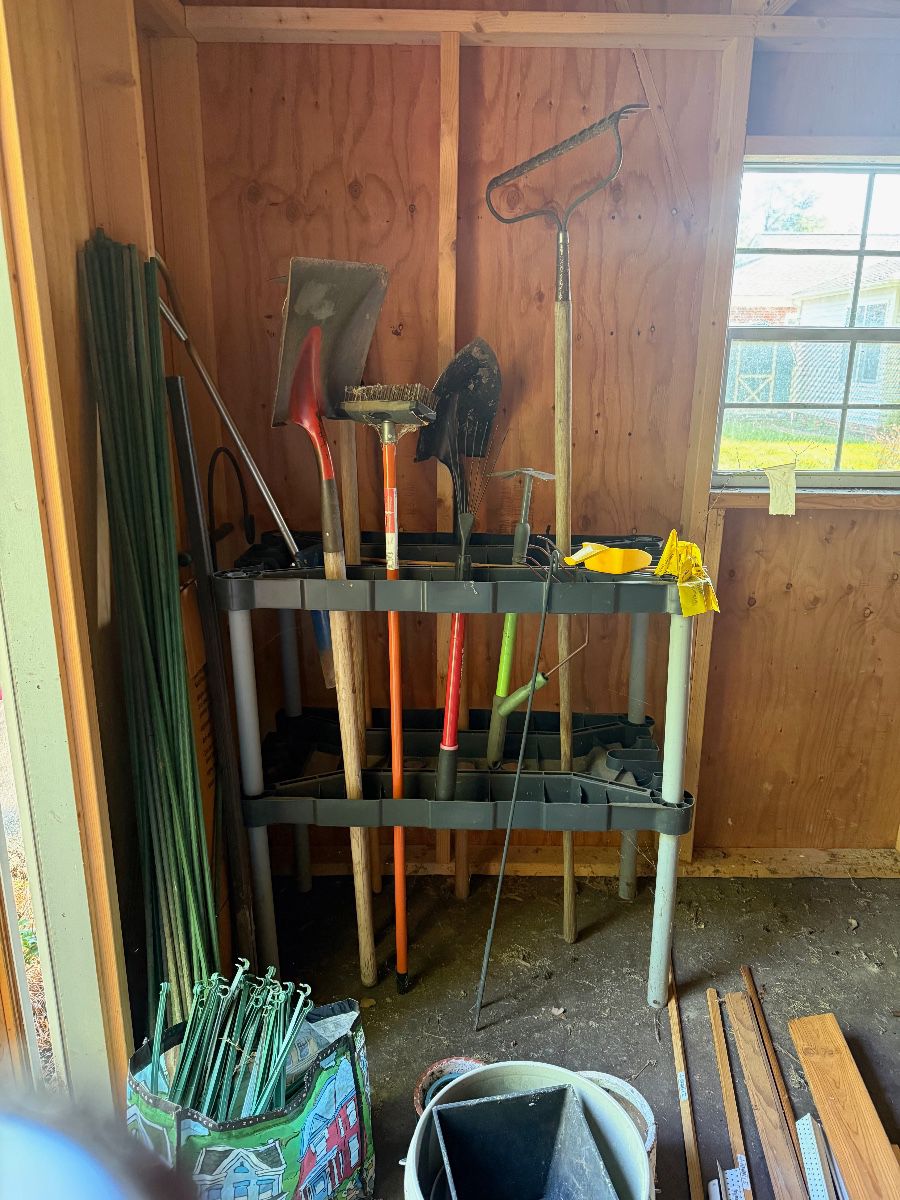 General yard tools – rakes, shovels, etc.