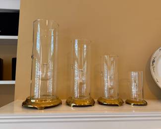 Graduated group of 4 Wolfard Glass Oil w/ Original Brass Bases