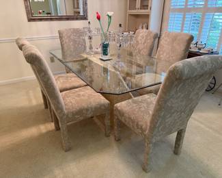 Maitland-Smith Mactan Tessellated Stone & Brass Dining Table