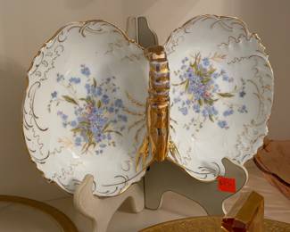 Vintage handpainted porcelain lobster serving dish