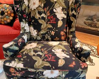 Upholstered wing back chair. 
