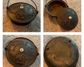 Center of Population USA Mascoutah, IL 1776-1976 Cast Iron Pot with Lid and Handle
