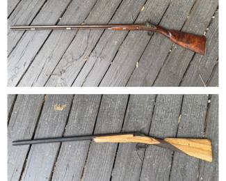 Muzzle Loading Shot Gun German Silver & Burly Walnut Made in Germany; Pre-1900 (22ga) Gun with NO Firing Pin. **Guns will be purchased at sale but will transported to Piasa Armory and buyer must pick up from there and pay a $20 transfer fee**