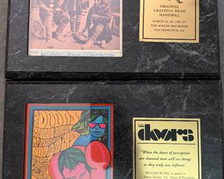 Original 1967 Doors Handbill 1967 & Original 1967 Grateful Dead Handbill- Both Mounted on Plaques with Certificates of Authenticity
