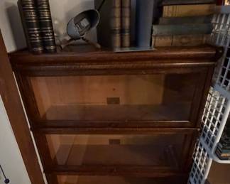 Globe Wernicke 3pc Lawyers Barrister Bookcase; Stereoscope and Slides; Old Books 