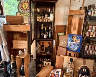 Liquor Cabinet; Wine Cases; Beer Signs; Corks