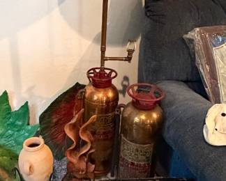 Childs Fire Extinguisher Model DS; Hydro Fire Extinguisher Model FS-1 Made into a Lamp 