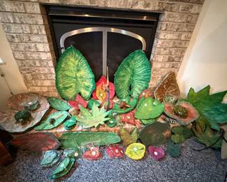 Handmade Handpainted Concrete Garden Leaves for Decor