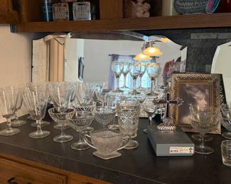 Wine glasses, antique mirrors